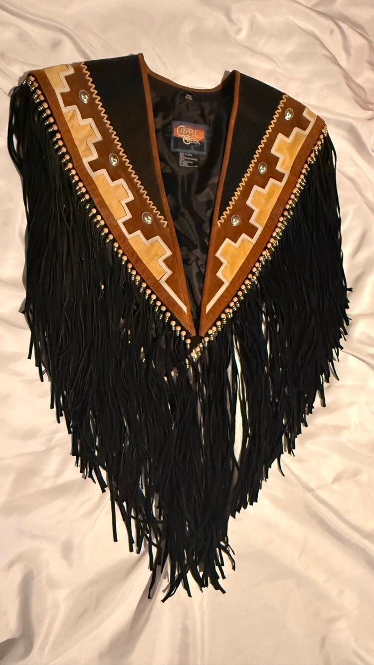 Cripple Creek Vintage Western Style Long Fringed Shawl/vest